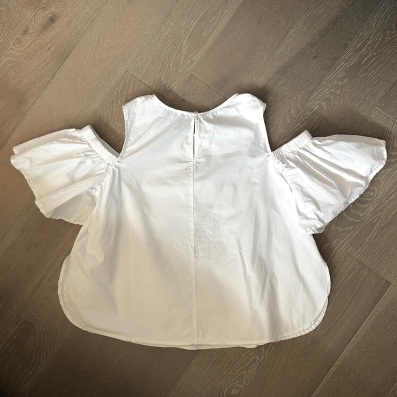 Soprano Cotton Poplin Cutout Blouse White Small - Picture 5 of 7
